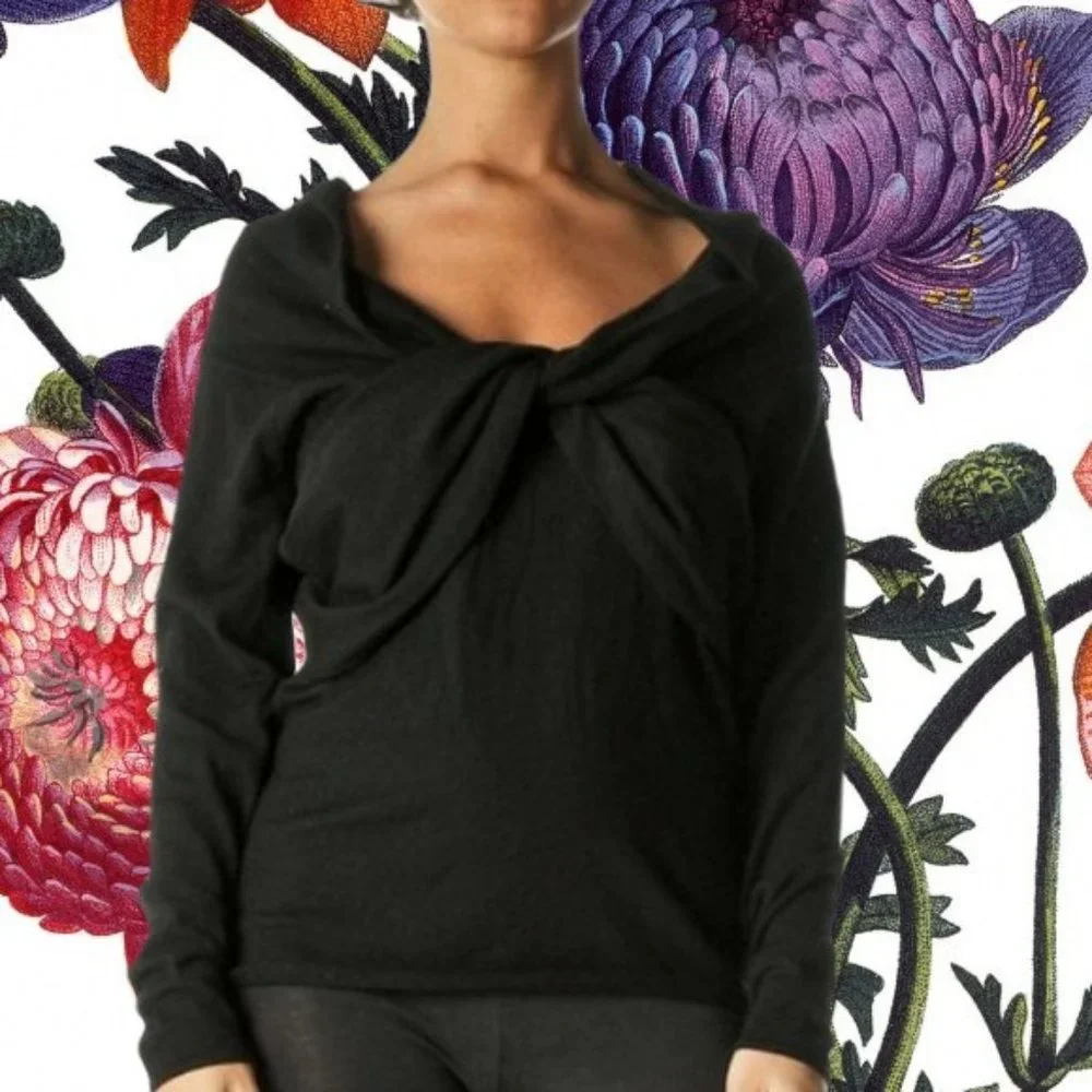 Ralph Lauren Black Label Cashmere Sweater Off the Shoulder Twisted Wide Neck - Picture 1 of 8